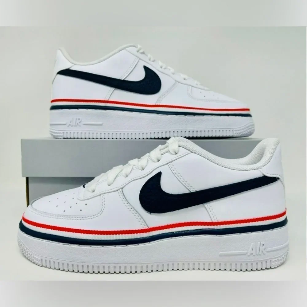 Nike Air Force 1 LV8 1 GS White Concord Ribbon White Boys Size 3.5 CW0984-100